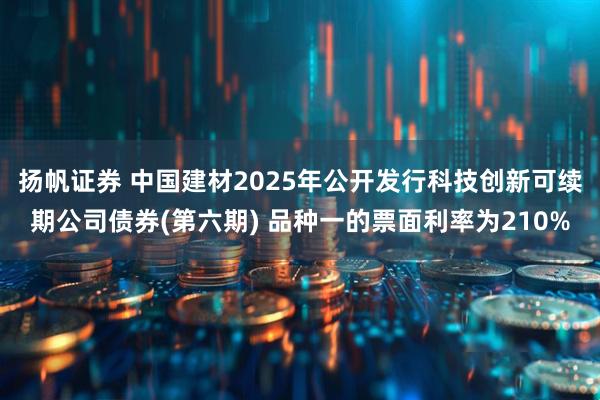 扬帆证券 中国建材2025年公开发行科技创新可续期公司债券(第六期) 品种一的票面利率为210%