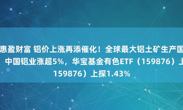惠盈财富 铝价上涨再添催化！全球最大铝土矿生产国收紧出口！中国铝业涨超5%，华宝基金有色ETF（159876）上探1.43%
